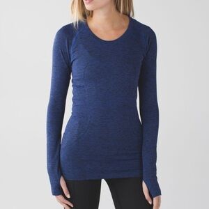 Lululemon Swiftly Tech Long Sleeve Crew in Heathered Sapphire Blue Size 6